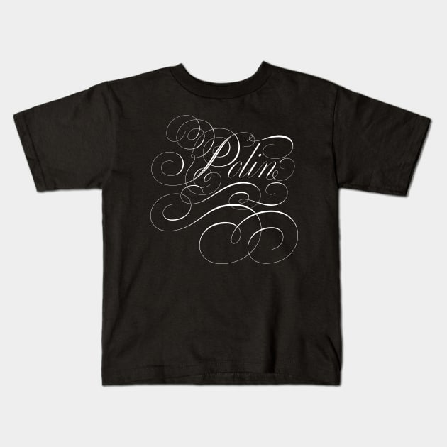 Polin of Bridgerton, Penelope and Colin in calligraphy Kids T-Shirt by YourGoods